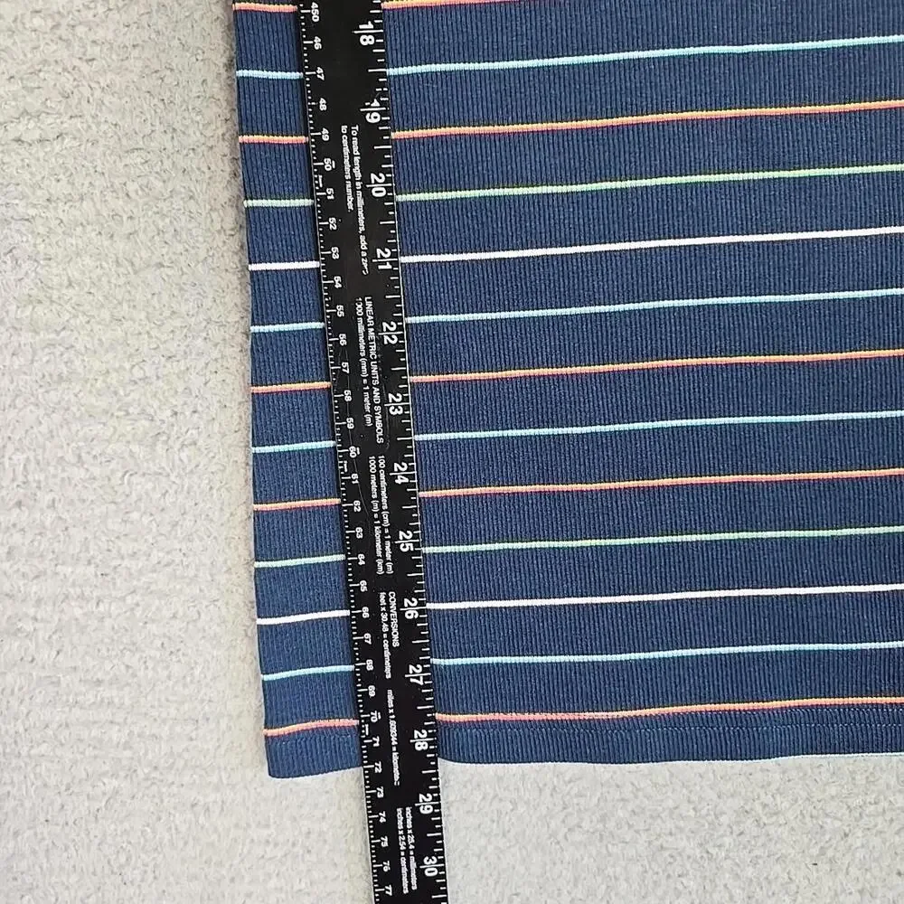 TIME AND TRUE Blue Navy Striped Fitted Cami Scoop Neck Tank Top Size L (12-14) - Picture 8 of 9